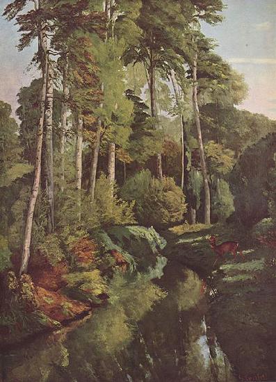 Gustave Courbet Waldbach mit Rehen oil painting picture